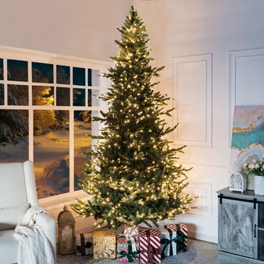 Lujan Prelit Artificial Christmas Tree, Realistic Nordic Christmas Tree with Lights by-Color:Green,Height:9ft