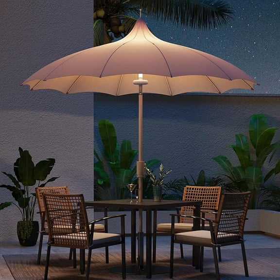 ToyKAKA Assorted Color Outdoor Umbrella with LED Lighting for Patio Shade