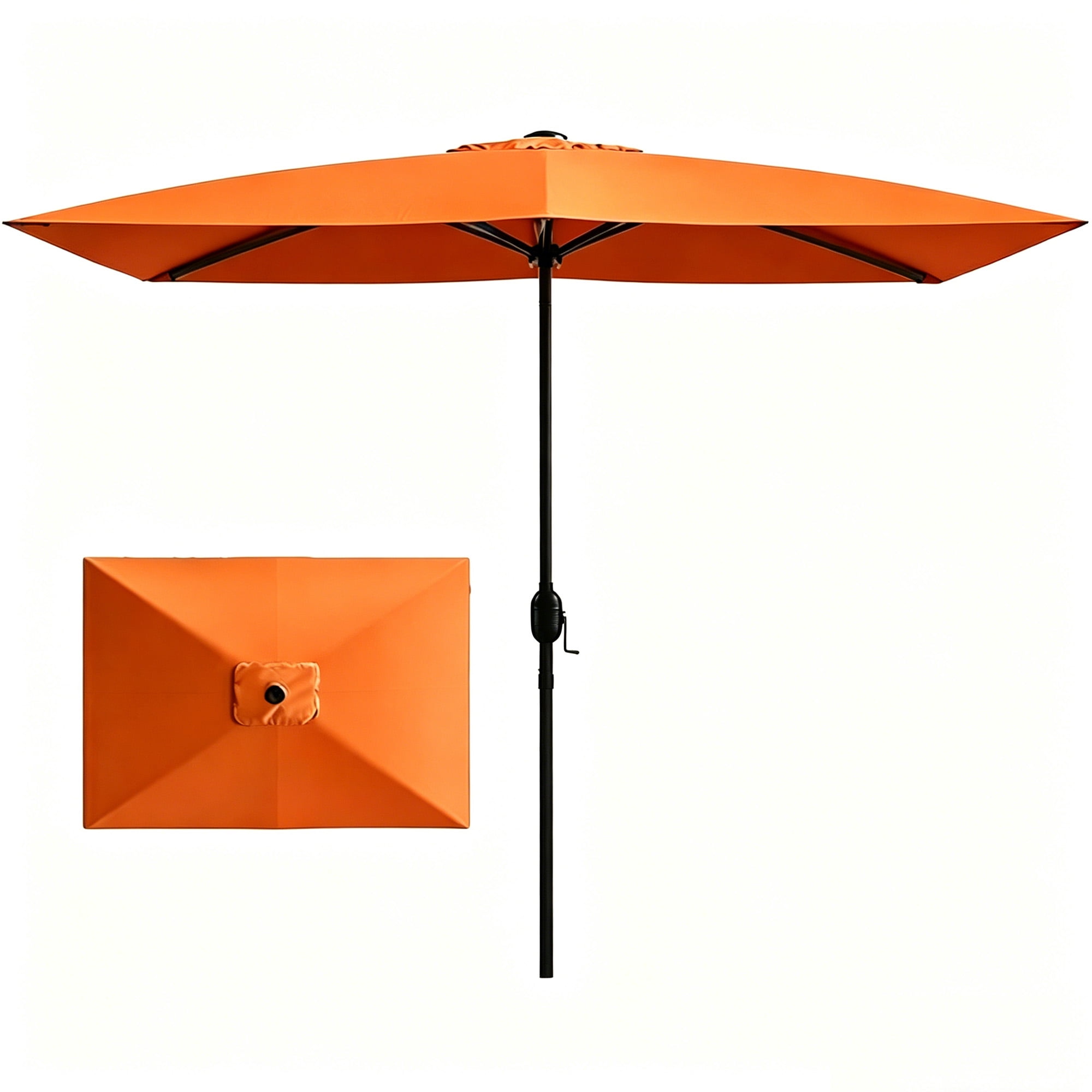 Kool 10x6.5ft Rectangular Patio Umbrella with Crank Handle, Outdoor Market Umbrella with 6 Sturdy Umbrella Ribs, Waterproof, Orange