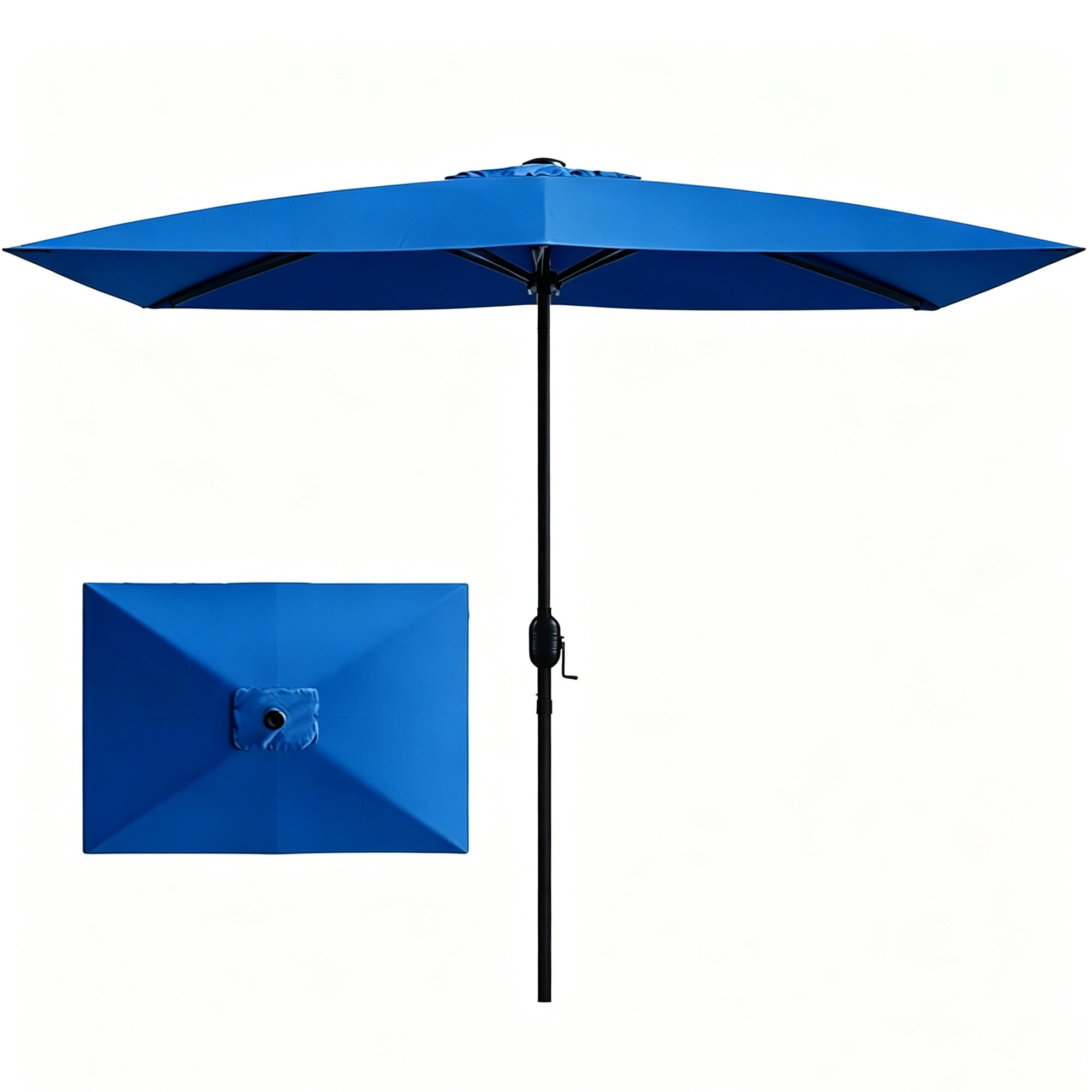 Kool 10x6.5ft Rectangular Patio Umbrella with Crank Handle, Outdoor Market Umbrella with 6 Sturdy Umbrella Ribs, Waterproof, Royal Blue