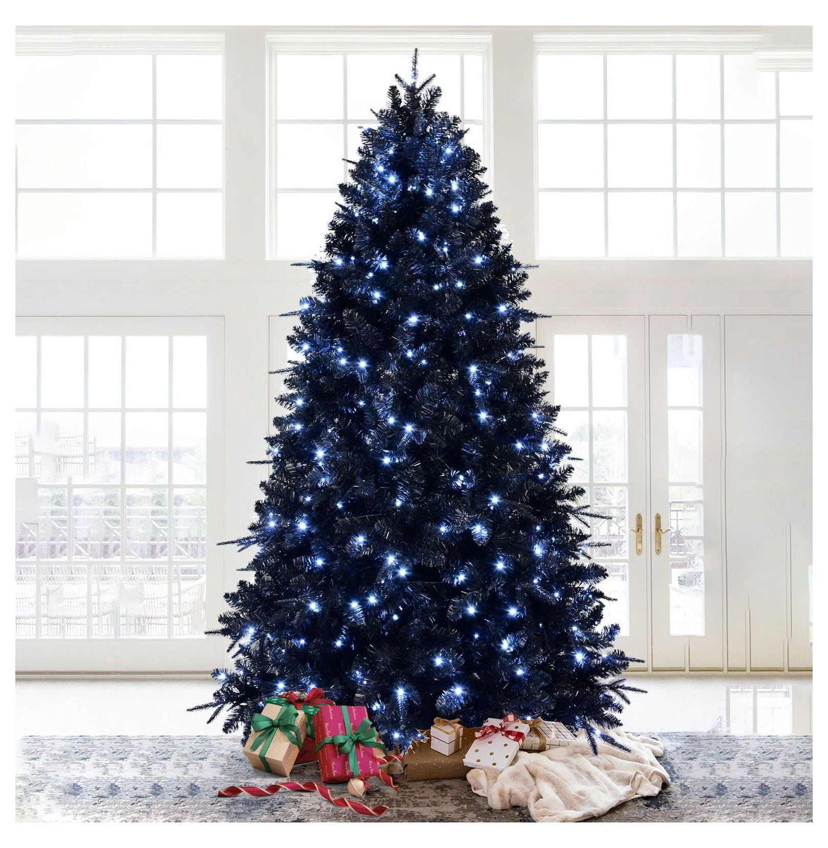 9ft PE/PVC Mixed Black Tree Automatic Fireproof Big Artificial Tree ...