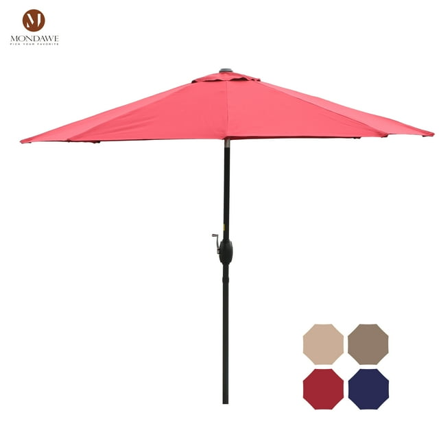 9ft Patio Umbrella Outdoor Umbrella Patio Market Umbrella with Push Button Tilt and Crank(Red
