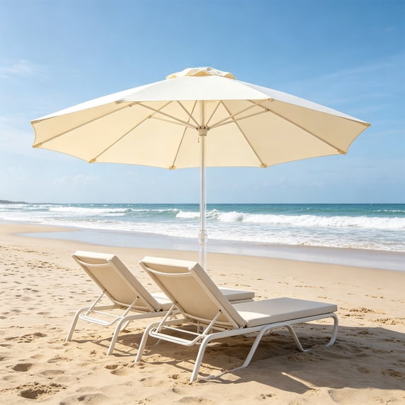 9ft Patio Umbrella Replacement Canopy, 8 Ribs Waterproof UV Protection Cover, Outdoor Sun Shade for Backyard Garden Pool, Polyester Canopy Only