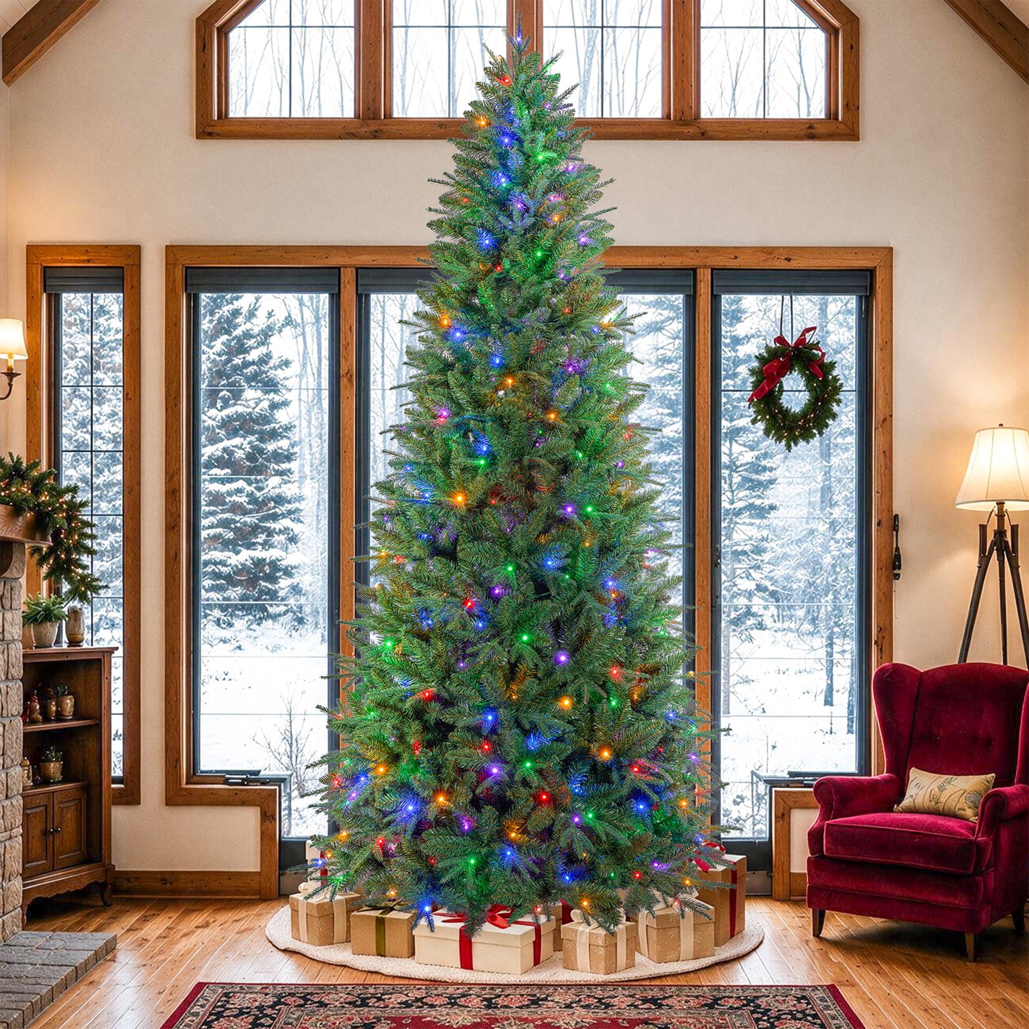 9ft Pre-Lit Artificial Christmas Tree, Aspen Fir Style with 2800 PE ...