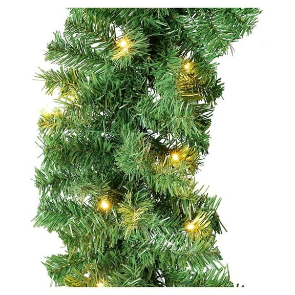 9ft Pre-Lit Battery Powered Christmas for Stairs, Traditional Fireplace Holiday Decoration w/ 50 2-in-1