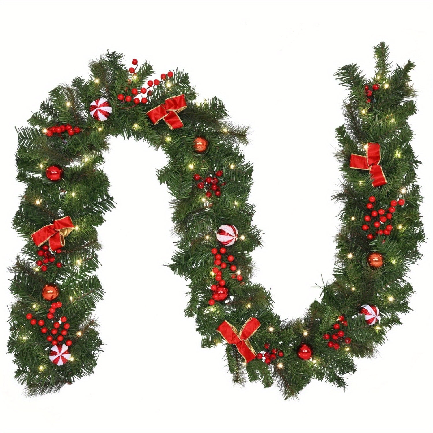 9ft PreLit Christmas Garland with Pinecones & Berries, Battery — free download
