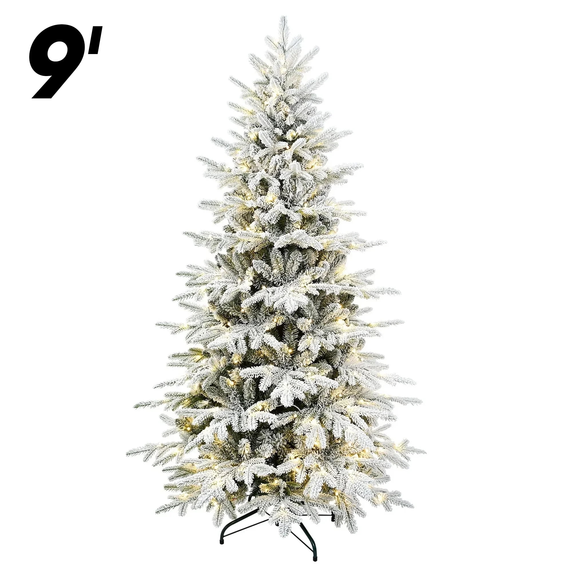 【35％OFF】 Flocked Snow Pre-Lit XMAS 7ft iFanze Pine LED 300 with Tree クリスマス