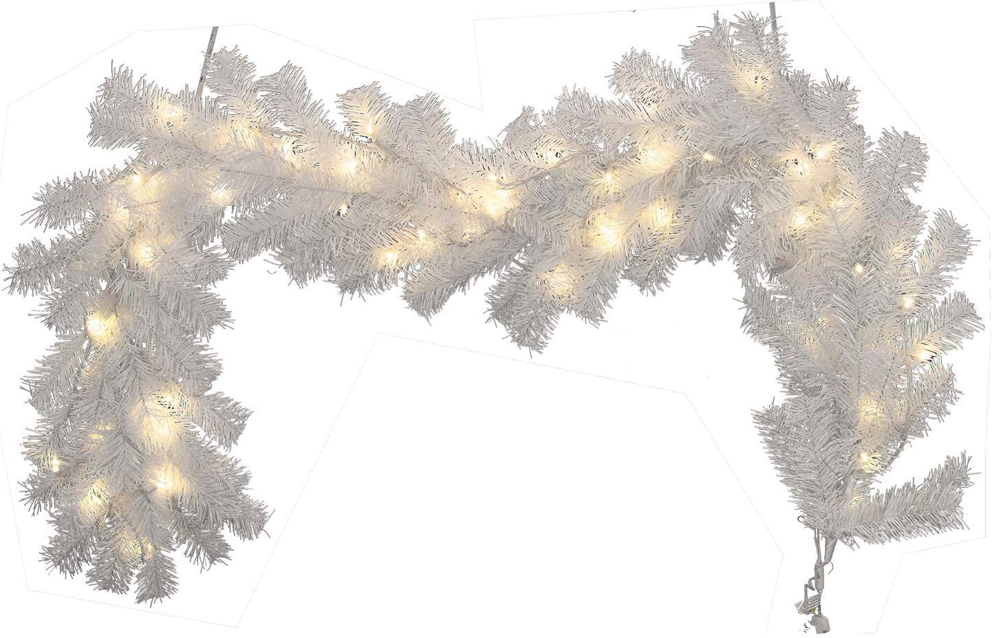 9ft Prelit White Christmas Garland 2.7m Artificial Garlands with 30