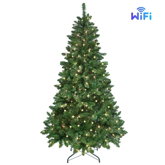 9ft RGB LED Christmas Tree - 1721 Mixed PVC Tips, Hinged & Foldable Base, WiFi Control, Fireproof, Safe & Stable Indoor Holiday Decor