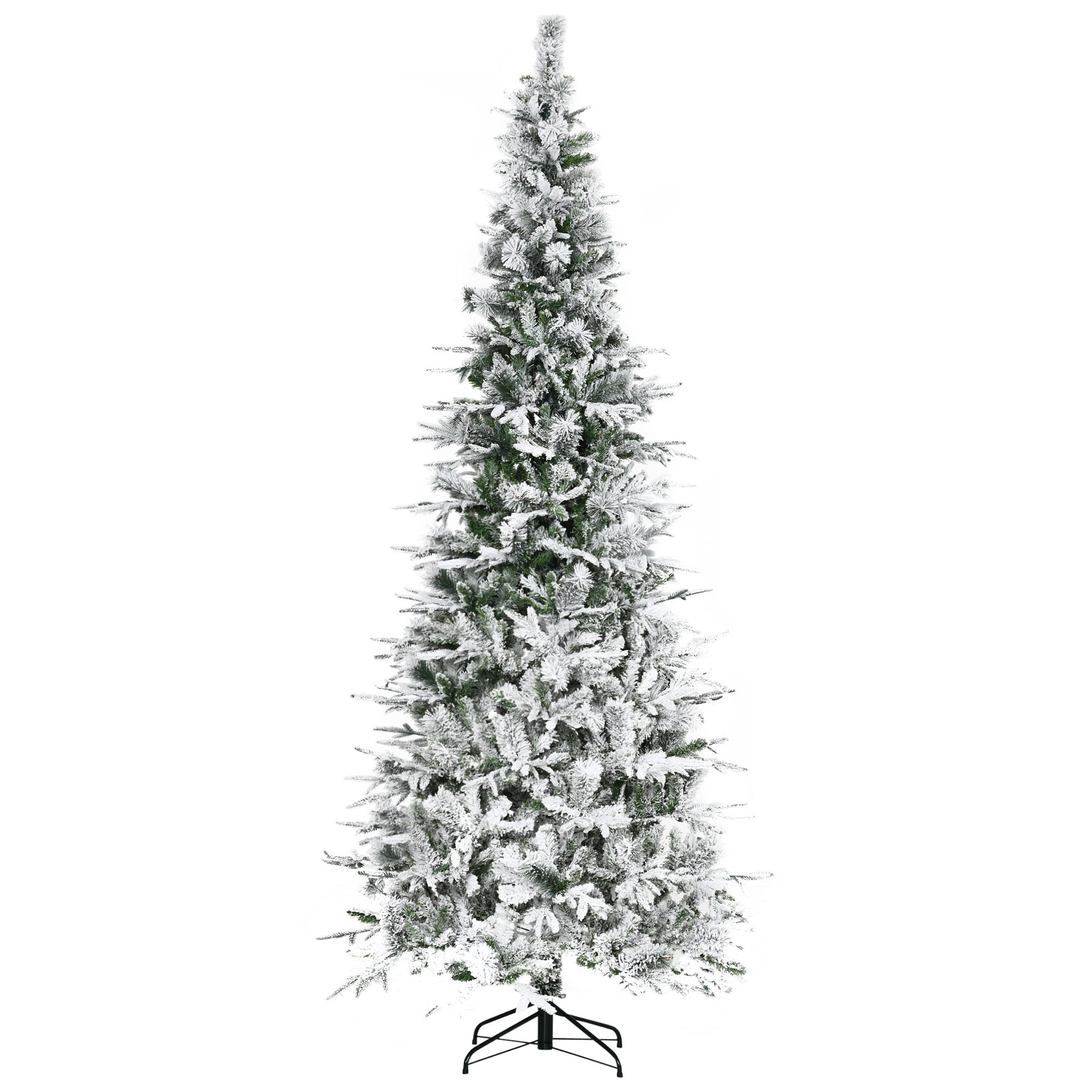 9ft Snow Flocked Christmas Tree 1159 Tips Auto-Open Branches Flame Retardant Indoor Decor