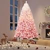 9ft Snow Flocked Ombre Gradient Pre-Lit Christmas Tree, Warm White LEDs Metal Stand Indoor Holiday Decor