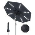 thumbnail image 1 of 9ft Solar LED Patio Umbrella with Tilt Crank - 32 Lights & 8 Ribs, Market Umbrella for Pool, Deck, Backyard & Balcony, Gray, 1 of 6