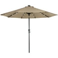 thumbnail image 1 of 9ft Solar Lighted Outdoor Patio Market Umbrella with Hand Crank and Tilt Taupe, 1 of 7