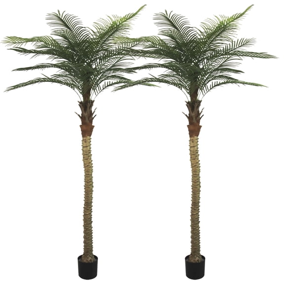 9ft Tall Artificial Palm Tree for Outdoor Indoor Decor, Large Faux Coconut Silk Palm Tree Tropical Fake Tree Perfect for Outside Patio Poolside Home Office Decor (Set of 2)
