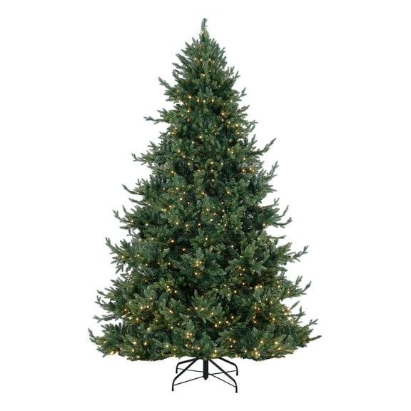9ft Traditional Christmas Tree with Lights, Tree Prelit with 6230 Branch Tips, 1000 Warm Lights and Metal Stand by Homestock