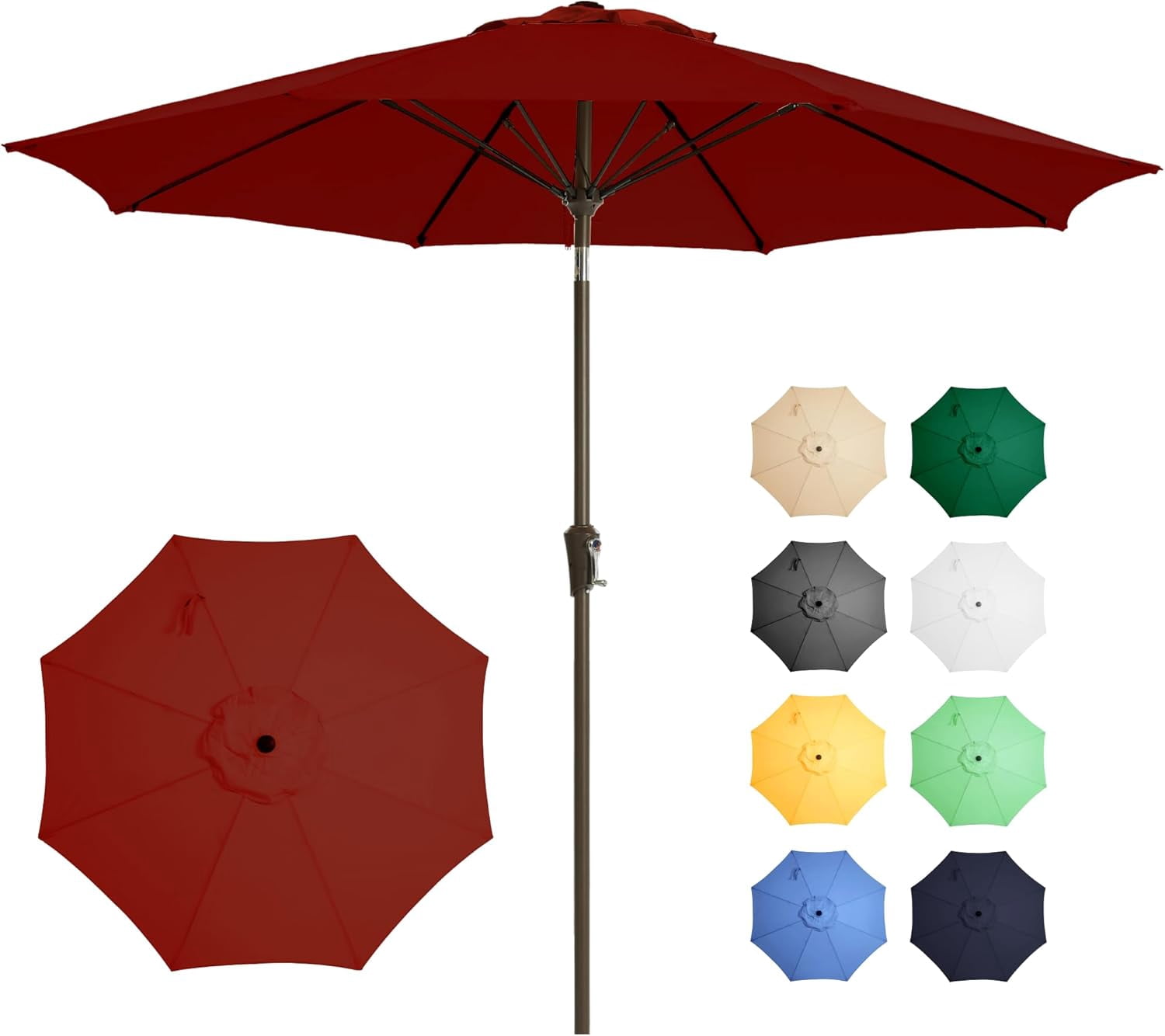 9FT Large Outdoor Patio Umbrella Market Table Umbrella-UV Resistant ...