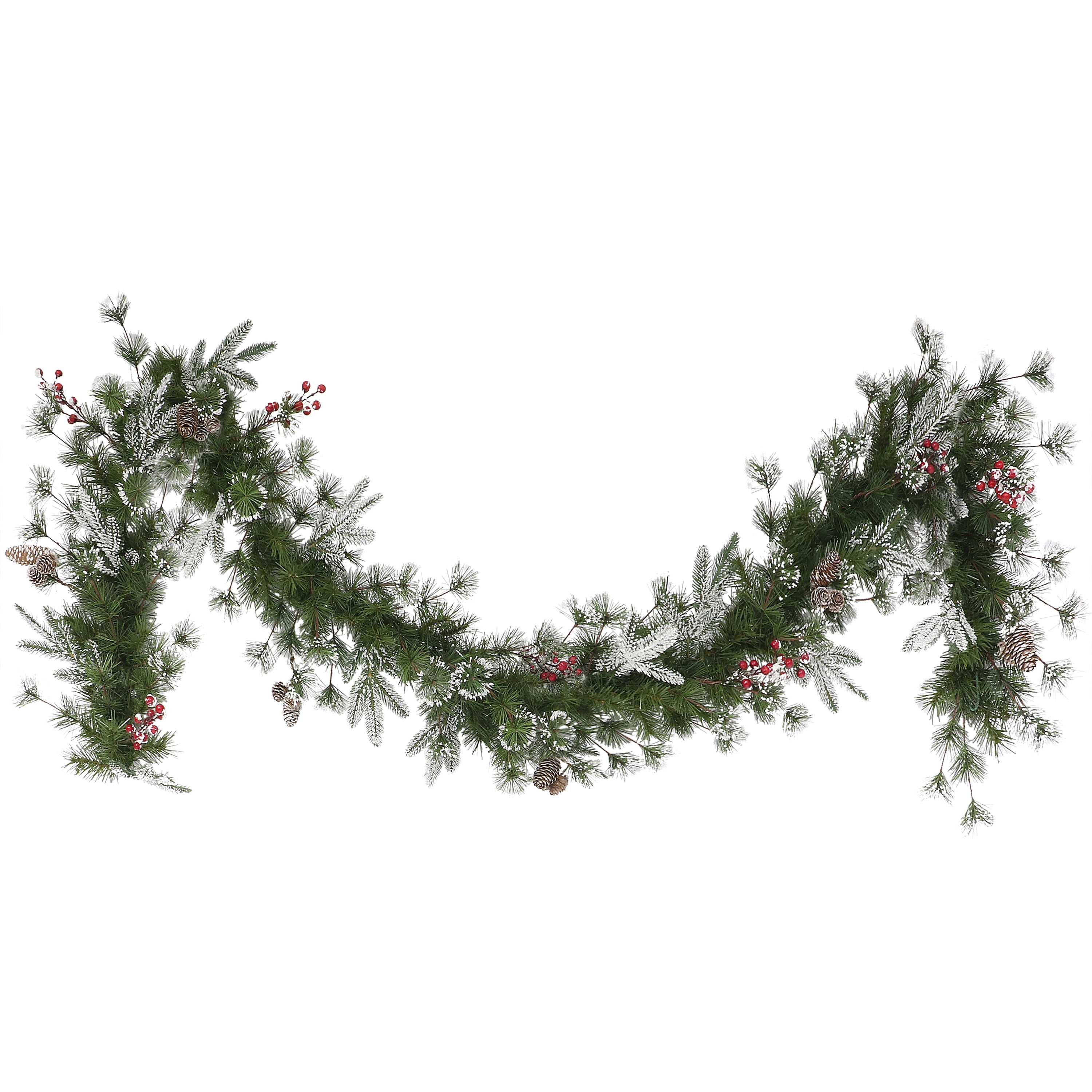 9ft Green Artificial Christmas Garland with Pine Cones and Berries