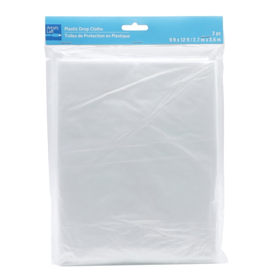 9ft x 12ft Clear Disposable Plastic Drop Cloths by Artist's Loft - Durable Plastic for Painting - Crafts & Floor Protection - 12 Pack