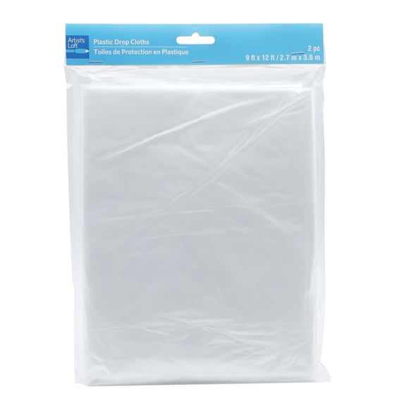 9ft x 12ft Clear Disposable Plastic Drop Cloths by Artist's Loft - Durable Plastic for Painting - Crafts & Floor Protection - 12 Pack
