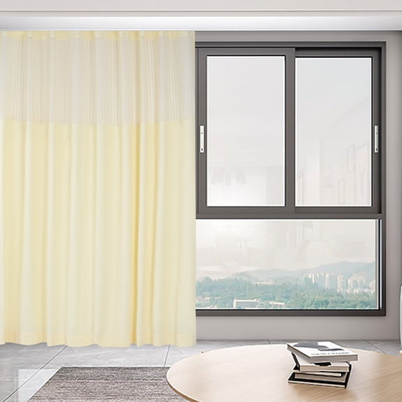 9ft x 8ft Beige Room Divider Curtain with Hooks, Shading Privacy Drape for Clinic Spa