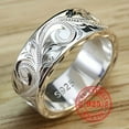 thumbnail image 1 of 9g S925 Pure Silvery Ring with Carved Leaves and Flowers, Bohemian Style Wide Ring, Vintage Jewelry,【silvery】,10, 1 of 5