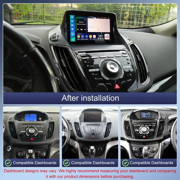 9in Android 13 Car Stereo Radio for Ford Escape 2013-2016 GPS Navigation Head Unit 2+32G Built-in Wireless CarPlay Android Auto Bluetooth WiFi FM/RDS SWC