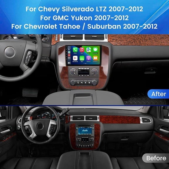 9in Android 13 Car Stereo Radio GPS Navigation 2+32G For Chevy Tahoe Suburban 2007-2014 /For GMC Sierra/Yukon/Acadia 2007-2014 Support Wireless Carplay Android Auto Bluetooth WiFi FM/RDS SWC DSP