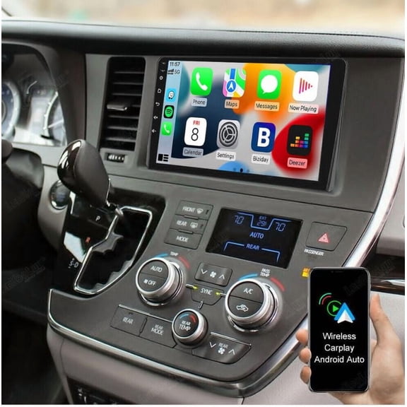 9in Android 13 Car Stereo Radio GPS Navigation 2+64G for Toyota Sienna 2015-2018 with Carplay Android Auto Bluetooth WiFi FM SWC + 4Led Backup Cam