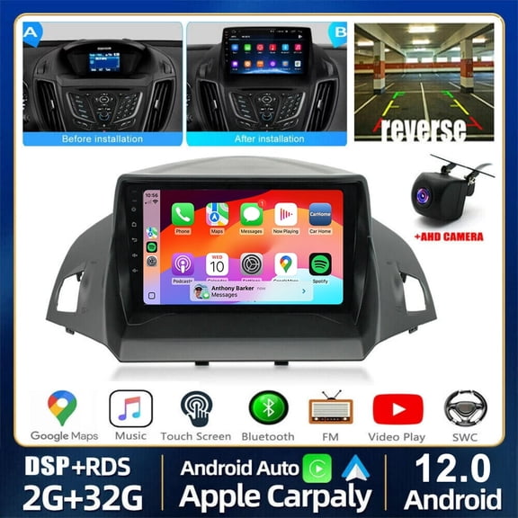 9in Android 13 Car Stereo Radio GPS Navigation Head Unit 2+64G for Ford Escape 2013-2016 with Carplay Android Auto Bluetooth WiFi FM/RDS SWC