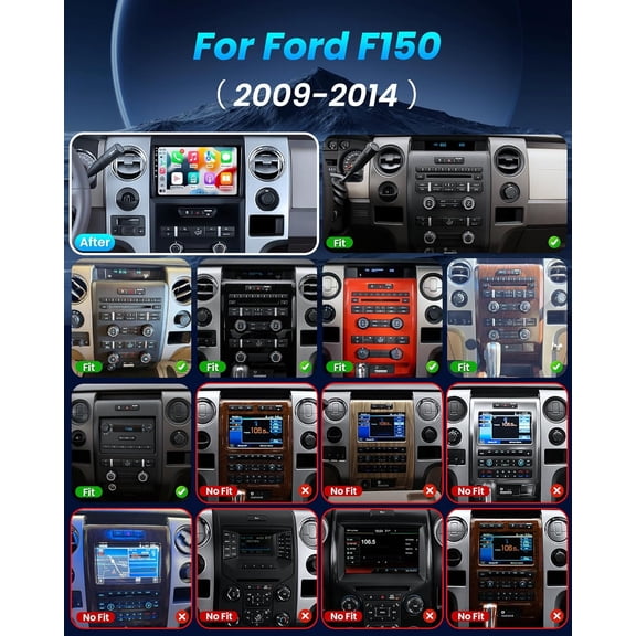 9in Android 14 Car Stereo for Ford F150 2009-2014 Car Radio Receiver with Carplay Android Auto GPS Navigation Bluetooth FM SWC Mirror Link + AHD Backup Camera Mic