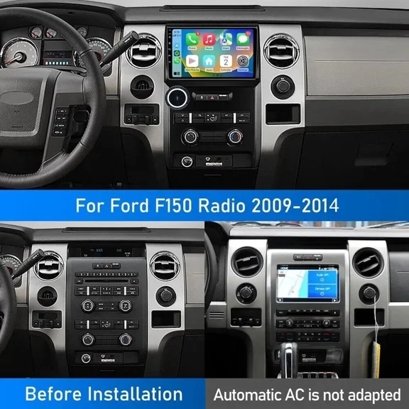 9in Android 14 Car Stereo for Ford F150 2009-2014 Car Radio Receiver w/Carplay Android Auto GPS Navigation Bluetooth FM SWC Mirror Link + AHD Backup Camera Mic