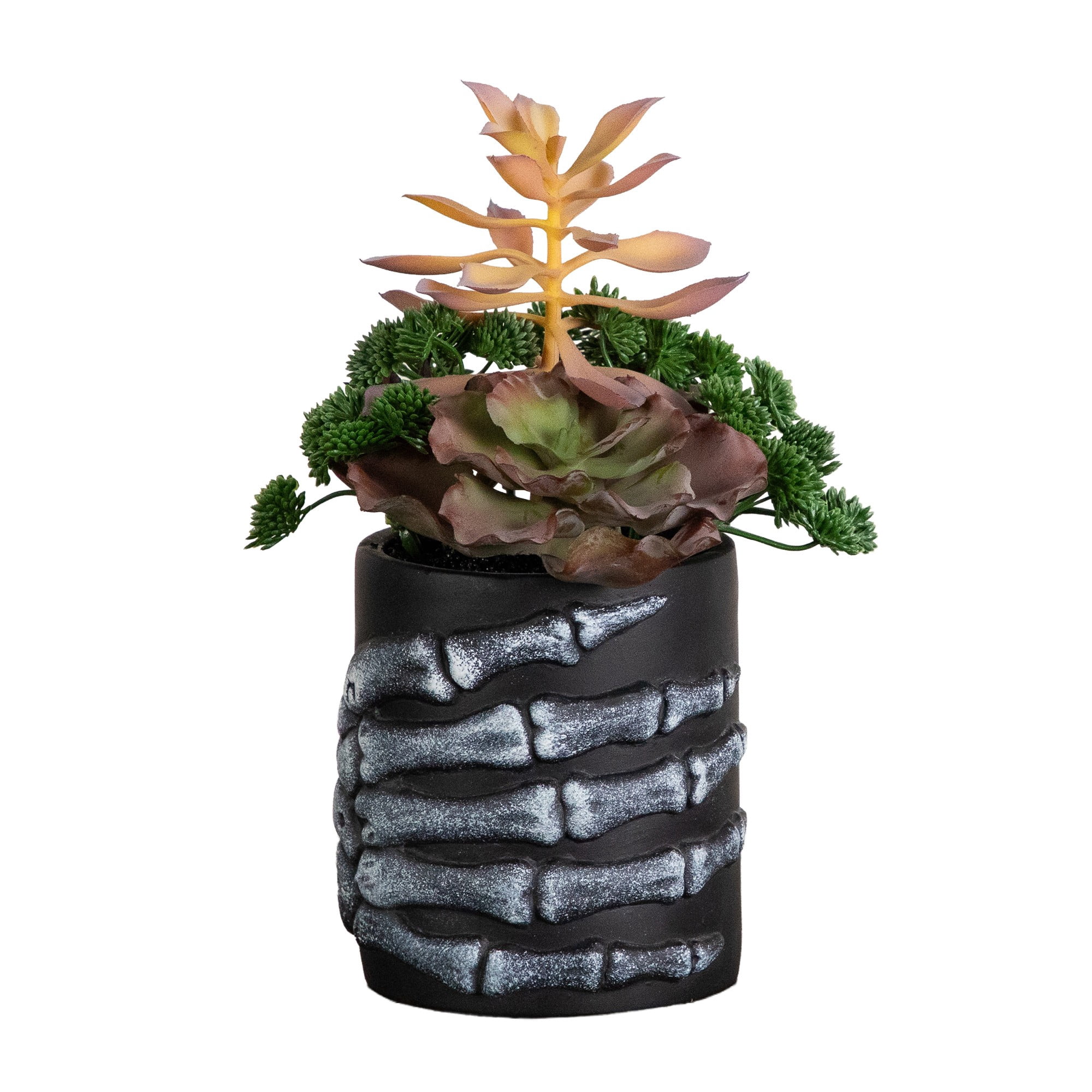 9in. Artificial Halloween Succulent Garden in Skeleton Hand Planter