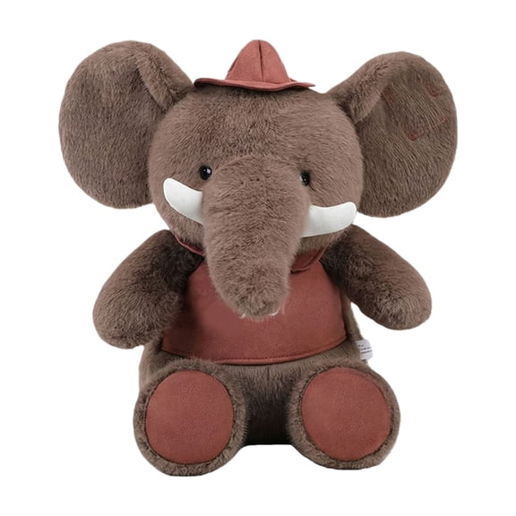 9in Elephant Plush Toy, Stuffed Animal Soft Huggable Elephant Doll, Decorative Plushie for Living Room Bedroom, Animal Themed Gift for Birthdays, Brown