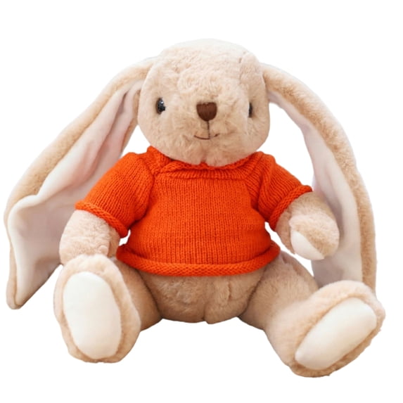9in Huggable Bunny Stuffed Animal Wearing Solid Color Knit Sweater Rabbit Plushie Collectible Soft Toy for Bedroom Decor Holiday Present