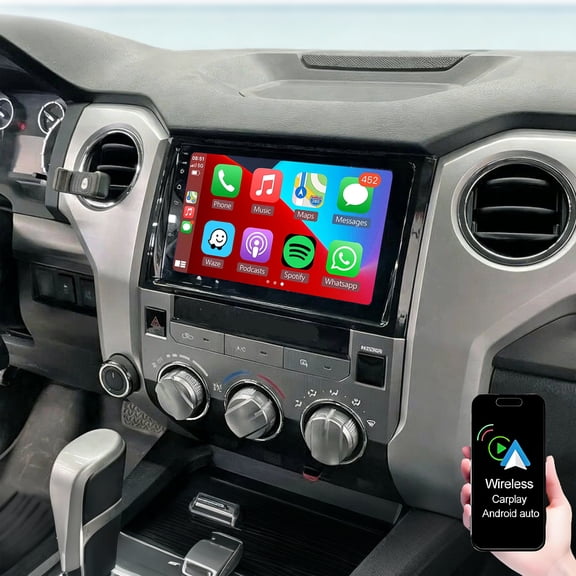 9in Touch Screen Car Stereo Radio for Toyota Tundra 2014-2021, Android 15 GPS Navigation Head Unit with Wireless Carplay Android Auto SWC WiFi Bluetooth Backup Camera Car Player, 2+64G