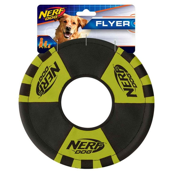 Nerf Dog Trackshot Toss and Tug Ring, Green/Black, 9 inch