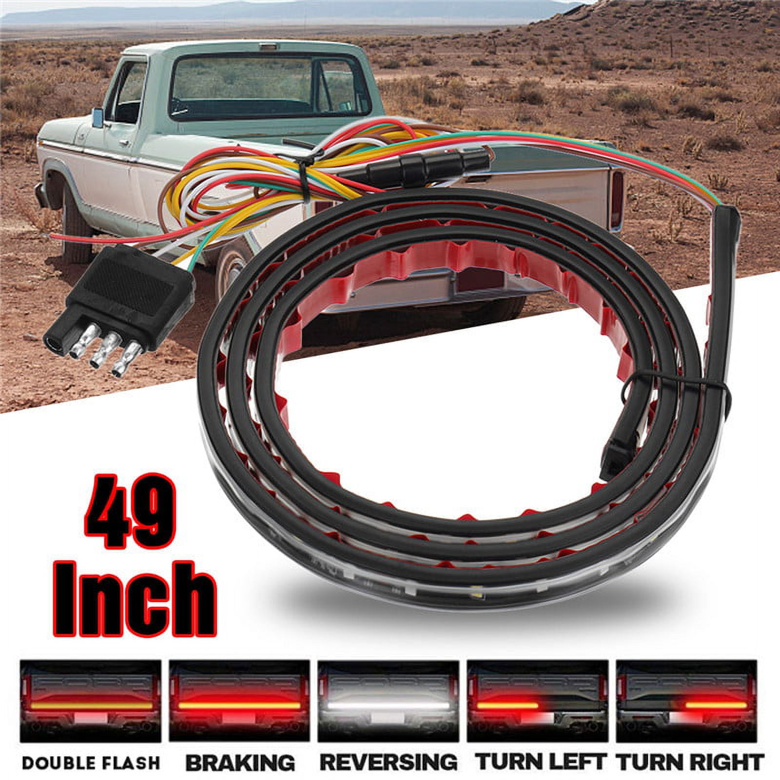 9in Triple LED Tailgate Light Bar w/Sequential Amber Turn Signal White ...