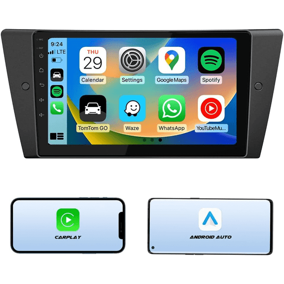 LICHENGTAI 9inch Car Stereo Radio Android 13 4+64G 8Core Built-in CarPlay GPS Fits for BMW 3 Series E90 E91 2005-2011