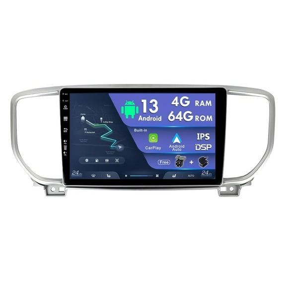 9inch IPS Android Car Radio Stereo Head Unit Suitable for Kia KX5/Sportage 2016-2019 - [4G+64G] - [Built-in Carplay+DSP+GPS ] - Free Camera+Mic Support SWC 4G RDS WiFi DAB BT RDS