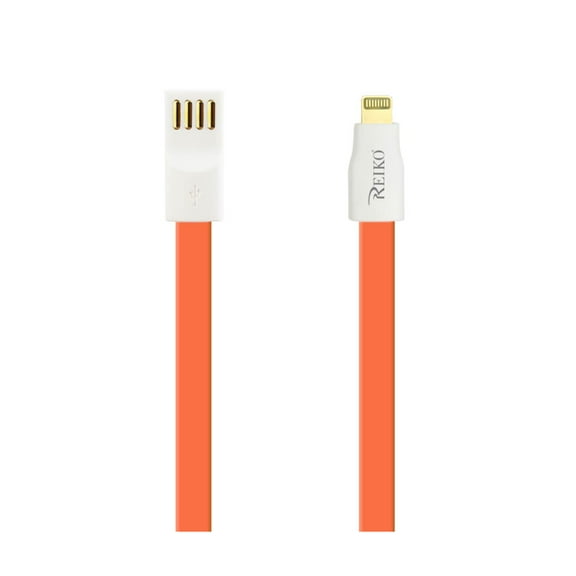 9inch Magnetic Tangle Free Flat Cord Micro To Cable Buit In Gold Plated Connector ( 2.0 A Male To 8 Pin B), Orange
