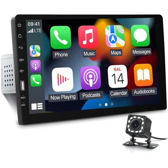 9inch Single Din Touchscreen  Stereo Compatible with   and ,   Radio with Backup Camera
