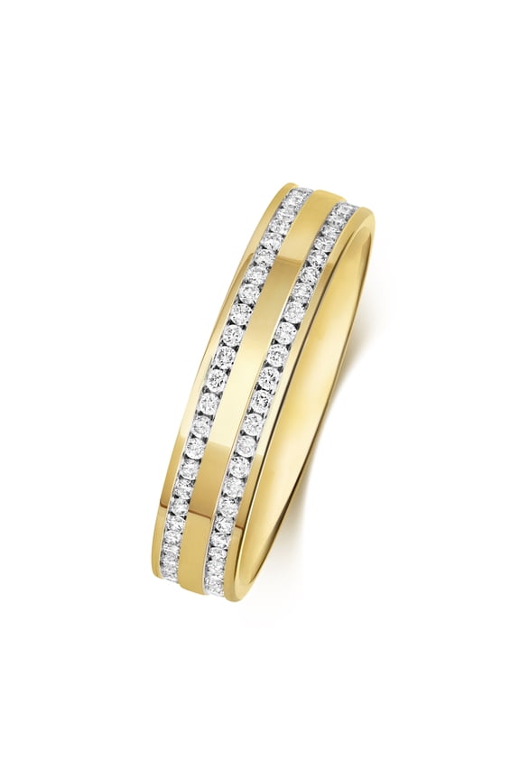 9k Gold 4.5mm Flat Court Comfort Women Channel Set Diamond Wedding Band/Ring Brilliant Cut 0.60 Carat H - PK1