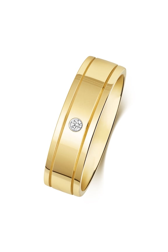 9k Gold 5.5mm Flat Court Comfort Women Solitaire Diamond Wedding Band/Ring Brilliant Cut G - I1 I2