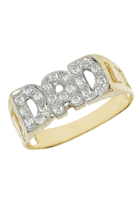 9k Gold Men Dad Ring with Cubic Zirconia/CZ
