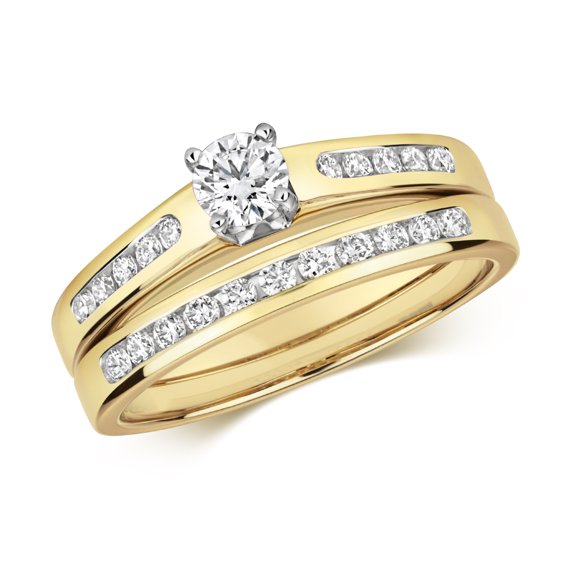 9k Gold Women Diamond Bridal Set Brilliant Cut 0.50 Carat H - I1 I2