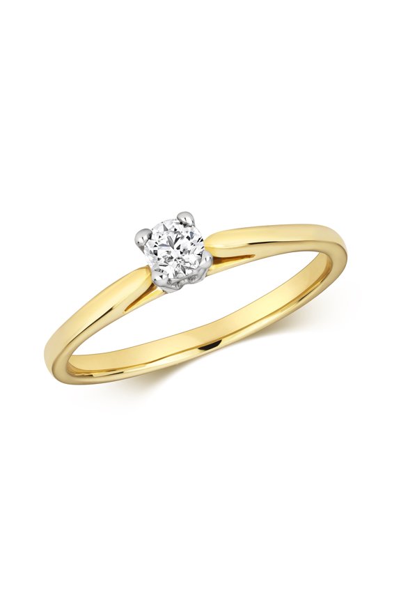 9k Gold Women Diamond Ring Brilliant Cut 0.15 Carat H - I1