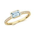 thumbnail image 1 of 9k Gold Women Diamond Solitaire Ring Brilliant Cut 0.10 Carat with Aquamarine, 1 of 1