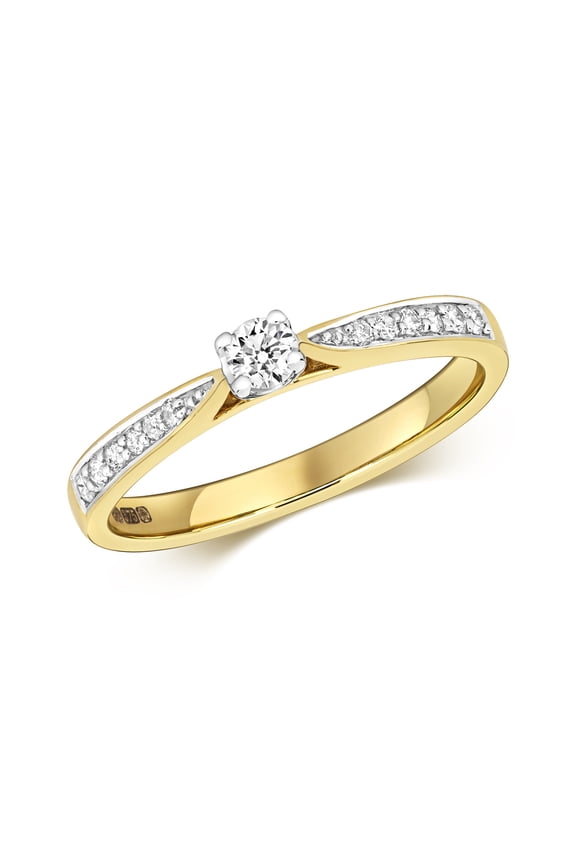 9k Gold Women Diamond Solitaire Ring Brilliant Cut 0.20 Carat H - I1
