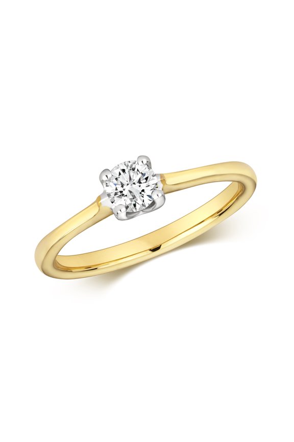 9k Gold Women Diamond Solitaire Ring Brilliant Cut 0.25 Carat H - I1