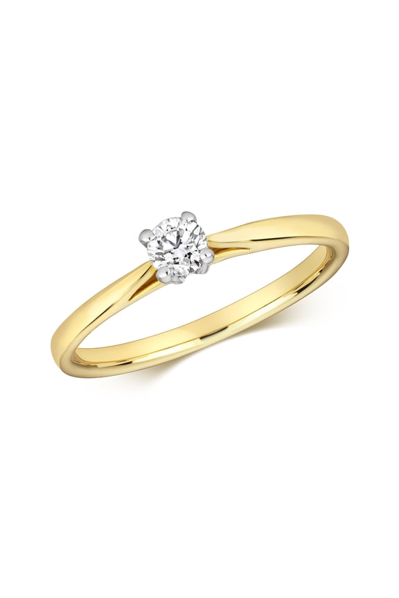 9k Gold Women Diamond Solitaire Ring Brilliant Cut 0.25 Carat H - I1